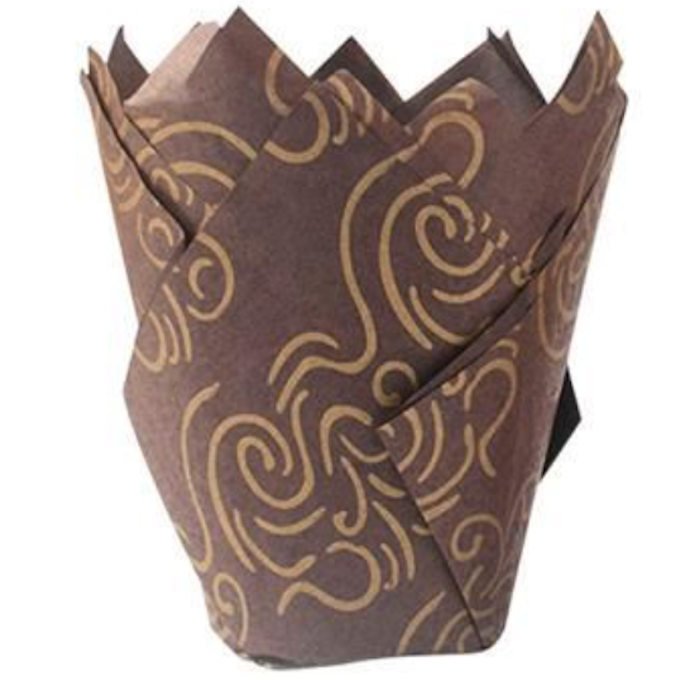Caissettes tulipe marron arabesque x20