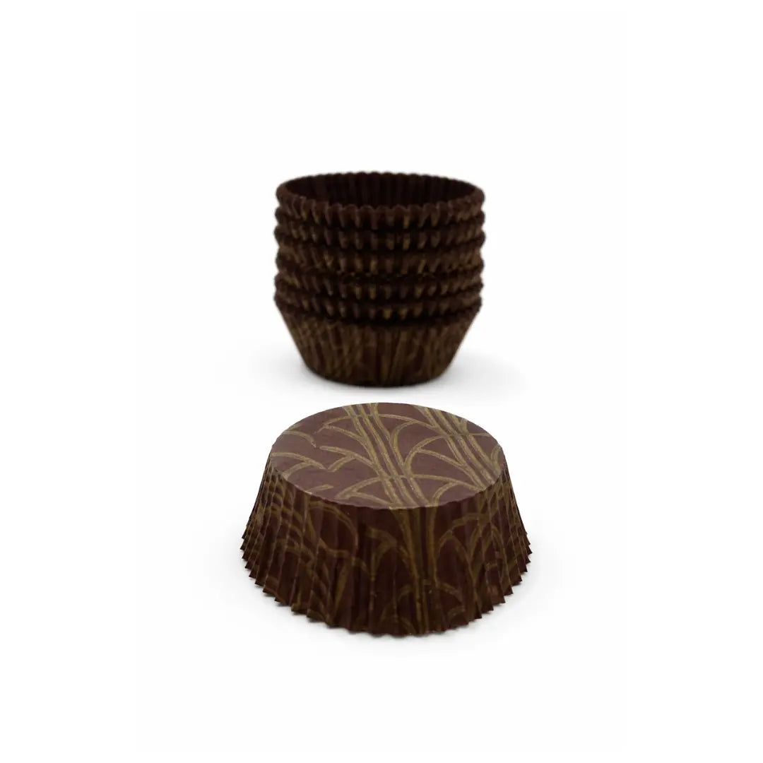 Caissettes marron motifs or 4 cm lot de 100