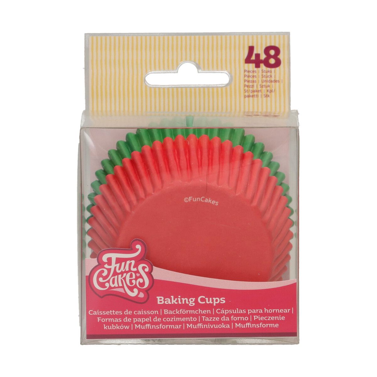 Caissettes à cupcakes rouge et vert x48 FunCakes