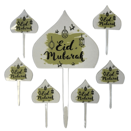 Toppers Acrylique Eid Mubarak x7