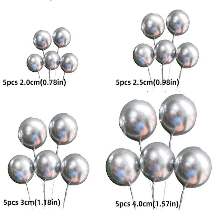 Topper boules argent pour gâteau