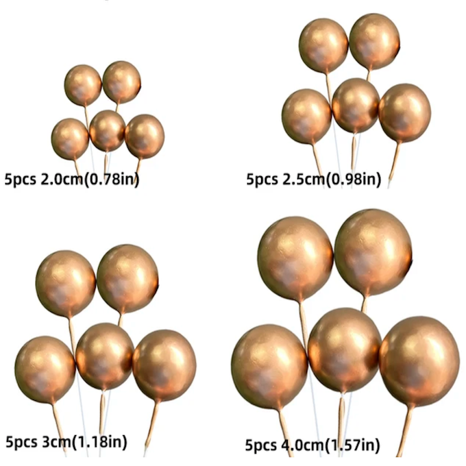 Toppers boules dorées tailles assorties
