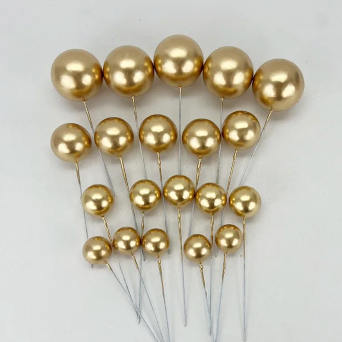 Toppers boules dorées tailles assorties