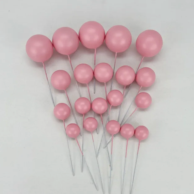 Topper boules roses pour gâteau