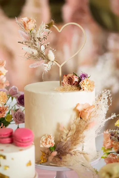 Cake topper en bois cœur