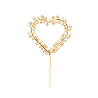 Topper gâteau cœur or perle 15 cm