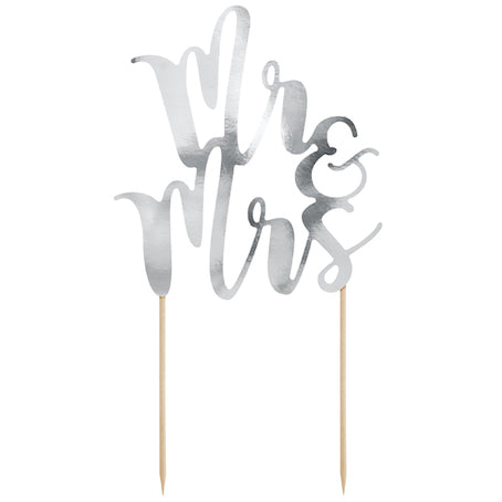 Cake topper Mr et Mrs argent PartyDeco
