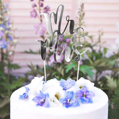 Cake topper Mr et Mrs argent PartyDeco