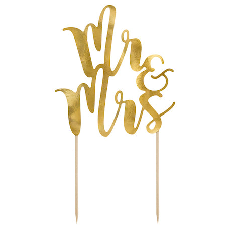 Cake topper doré Mr et Mrs