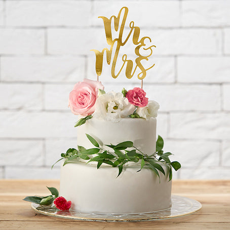 Cake topper doré Mr et Mrs