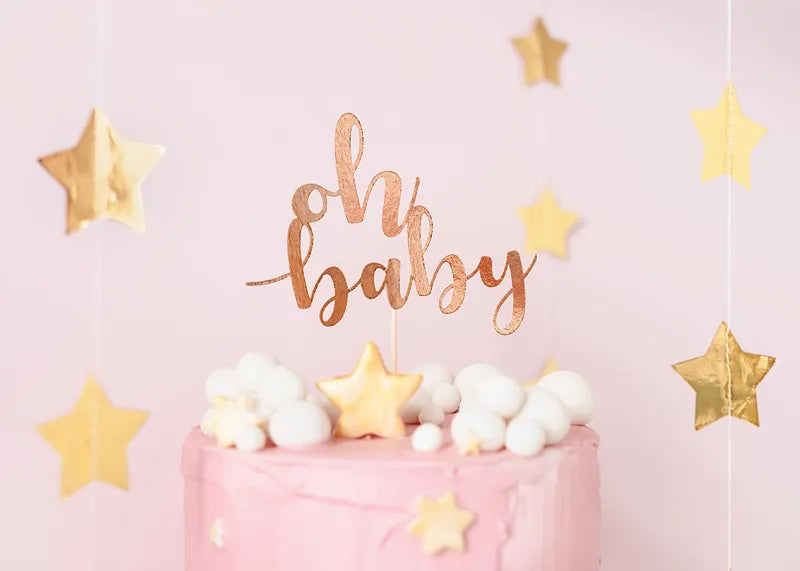 Cake topper rose gold Oh Baby