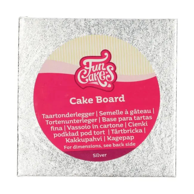 Semelle cake board carrée argent FunCakes