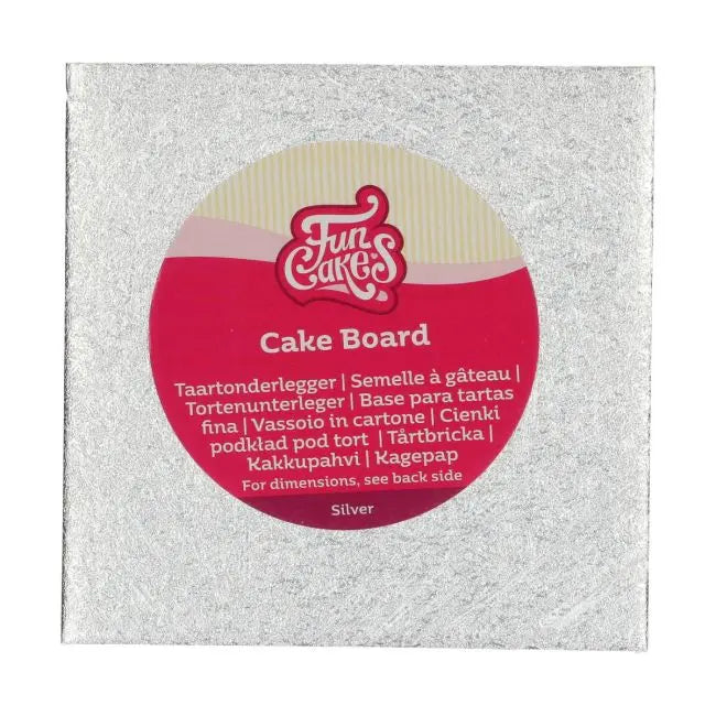 Semelle cake board carrée argent FunCakes