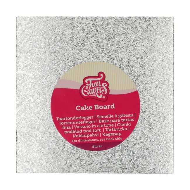 Semelle cake board carrée argent FunCakes