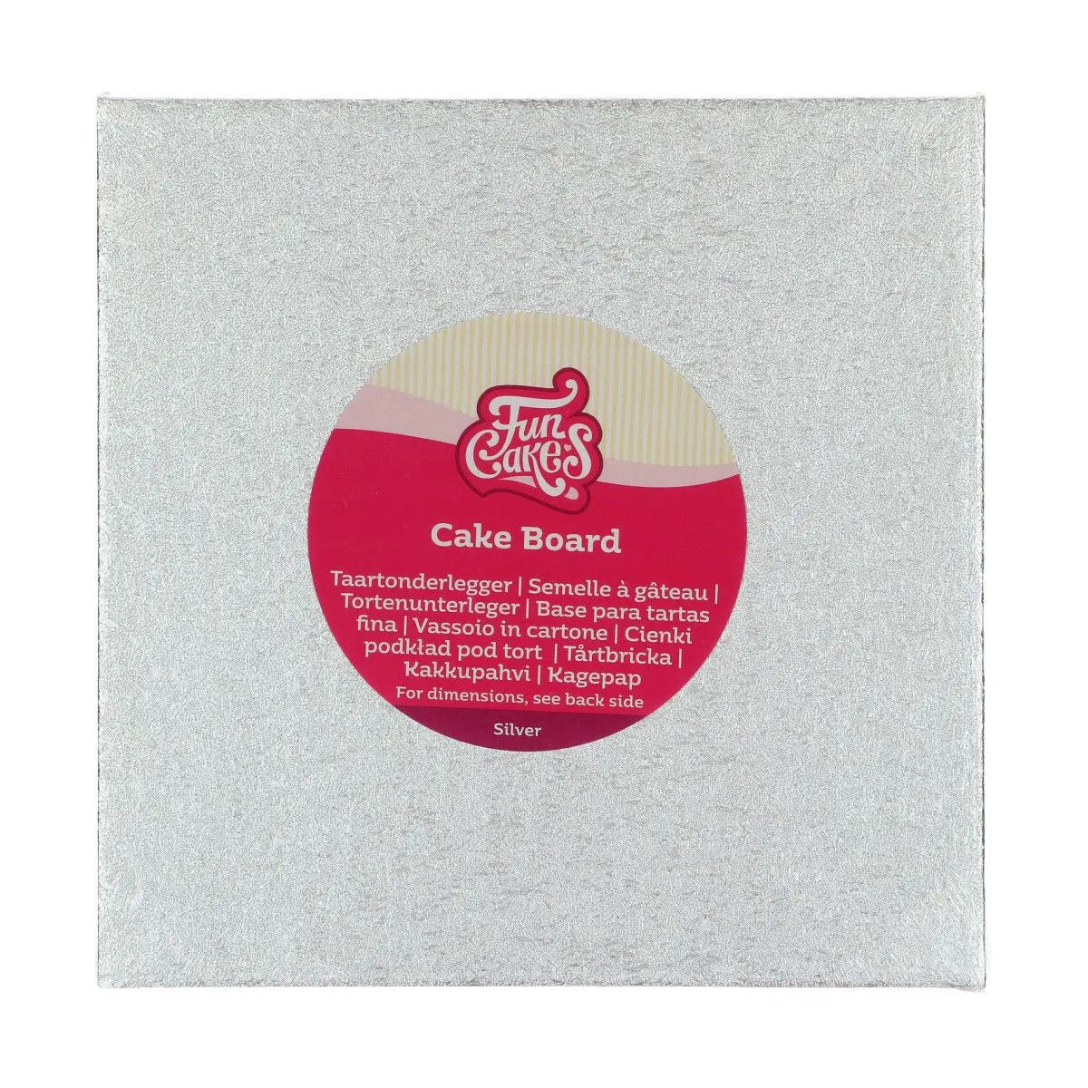 Semelle cake board carrée argent FunCakes
