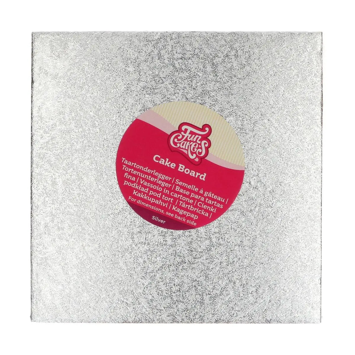 Semelle cake board carrée argent FunCakes