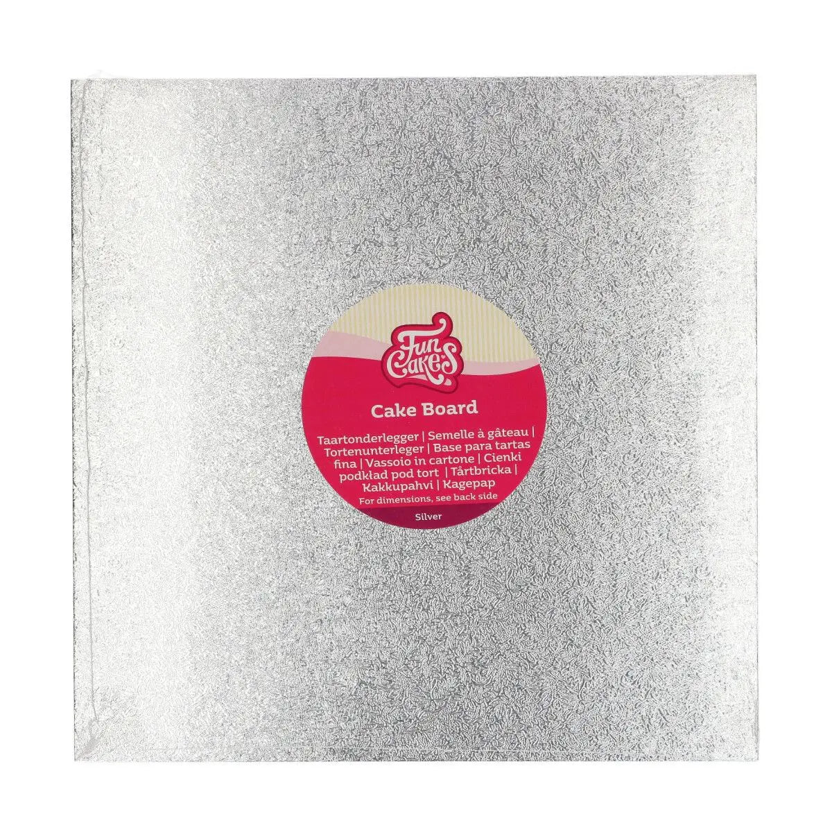 Semelle cake board carrée argent FunCakes