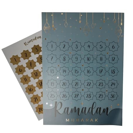 Calendrier Ramadan Mubarak bleu et vert