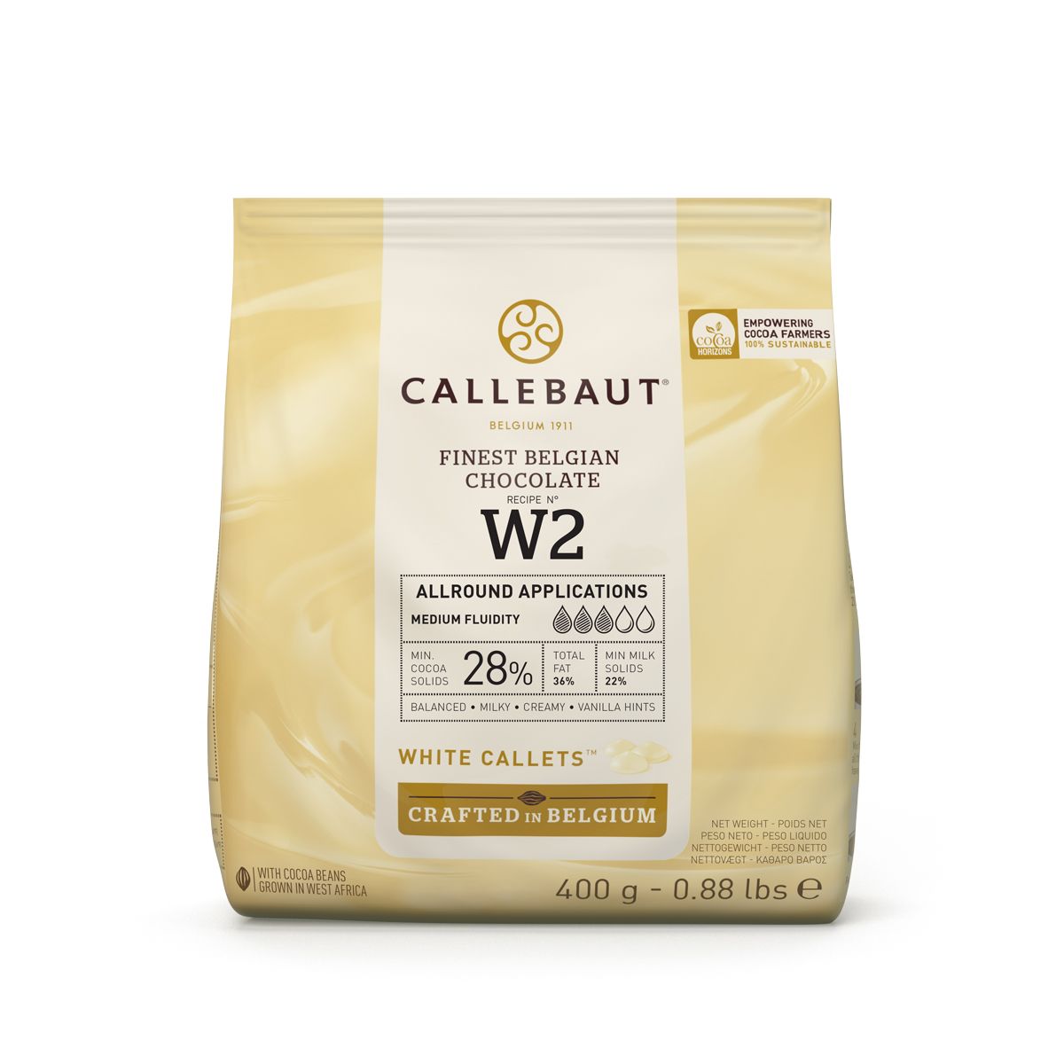 Pistoles de chocolat blanc W2 Callebaut