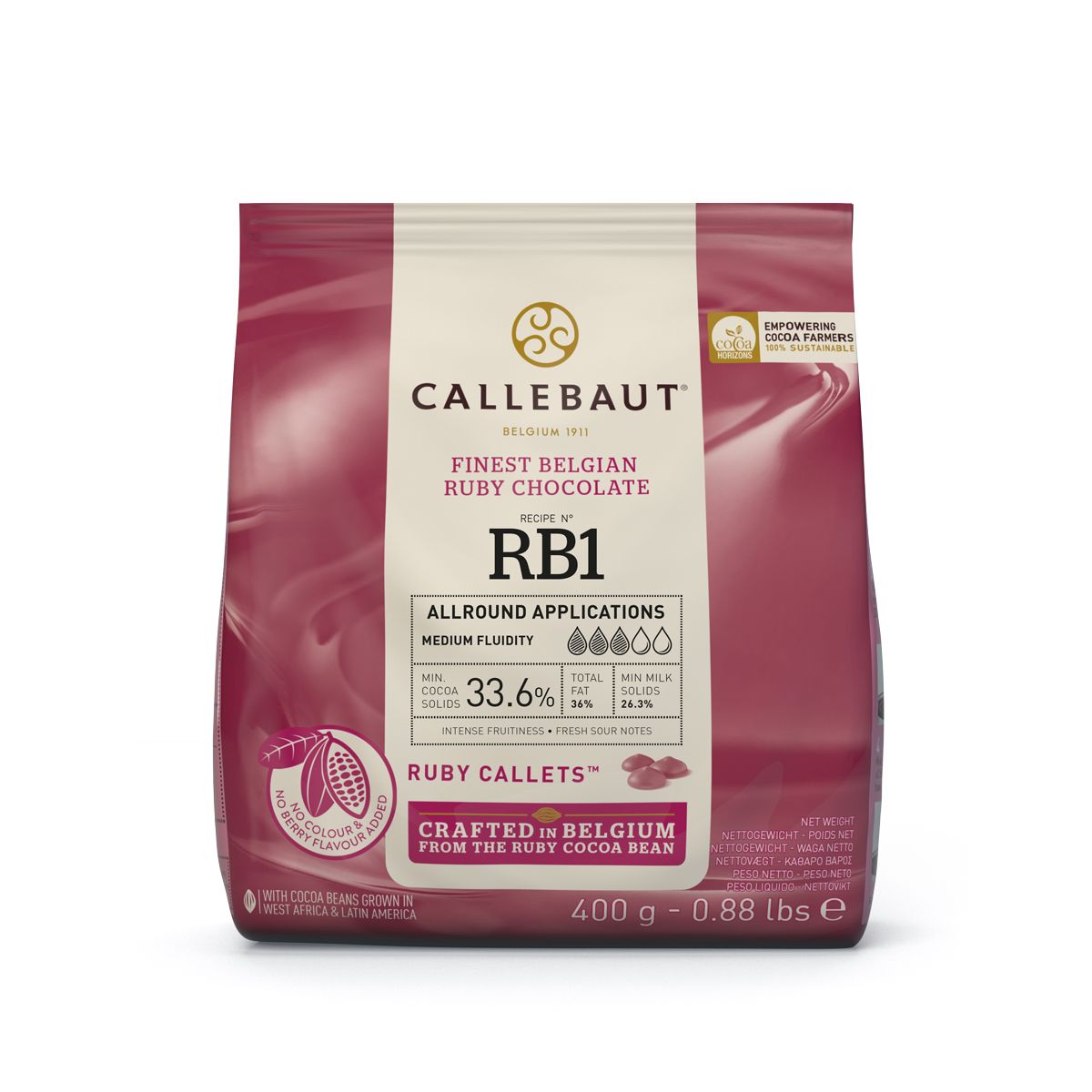 Pistoles de chocolat rubis 400 g Callebaut