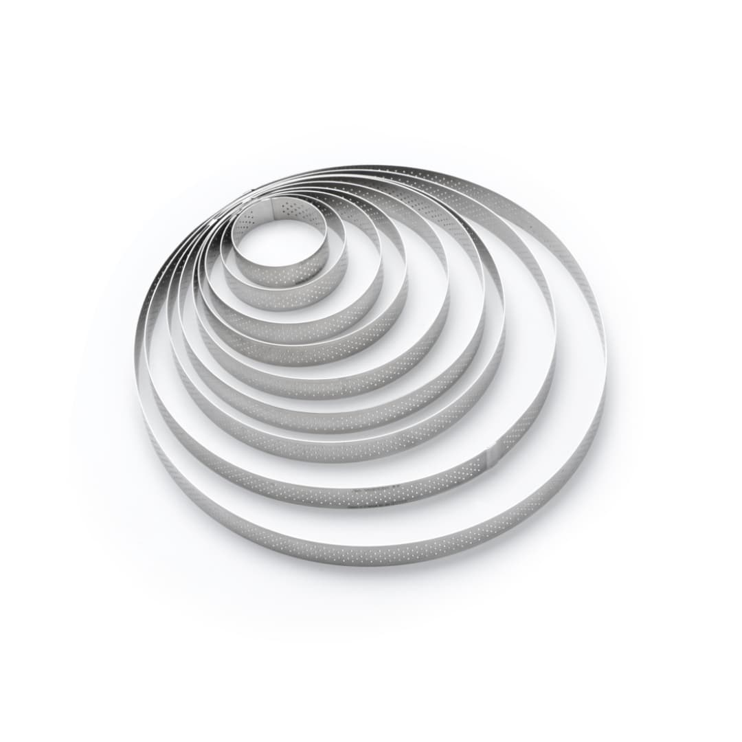 Cercle à tarte perforé inox hauteur 2 cm
