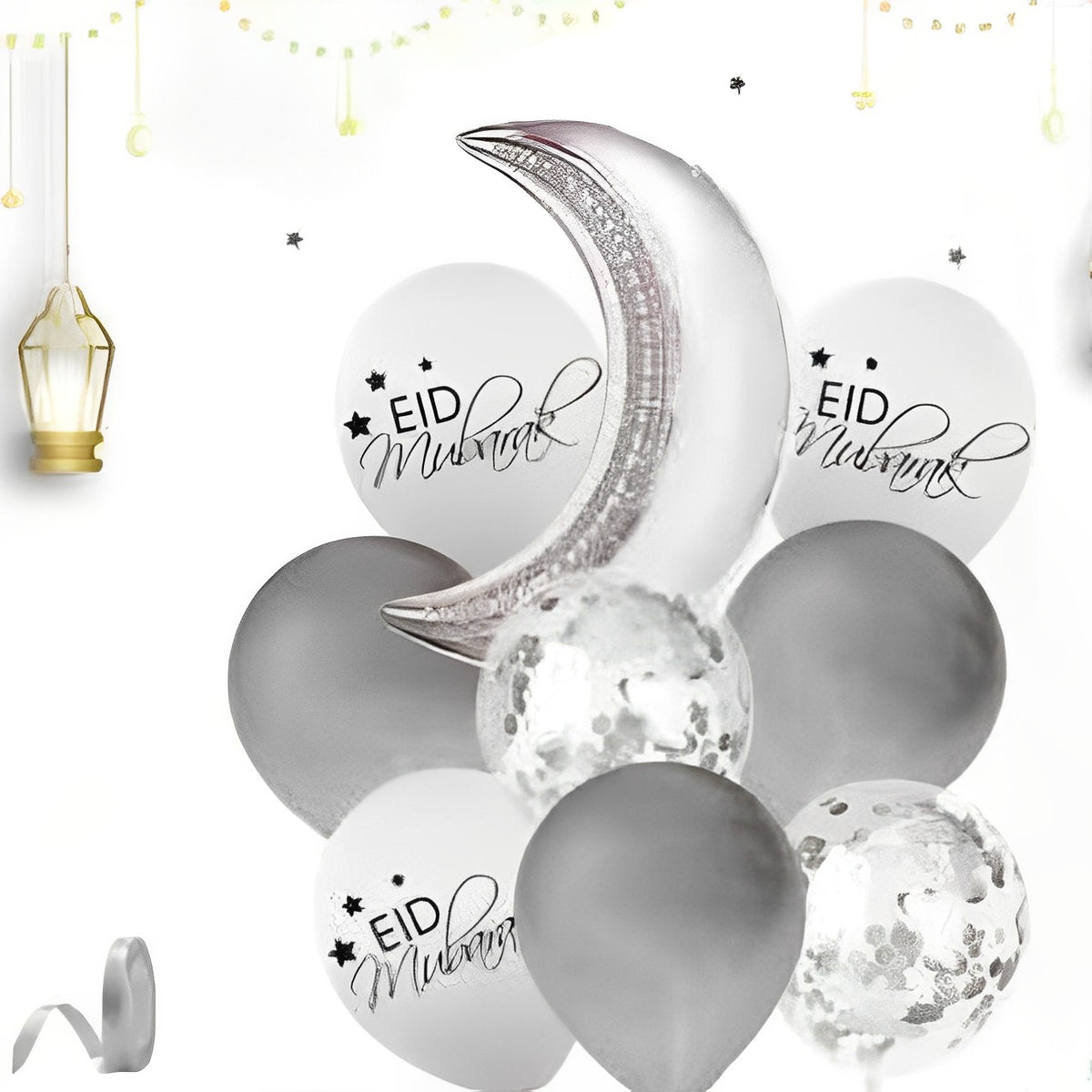 Composition de ballons argent/blanc x9