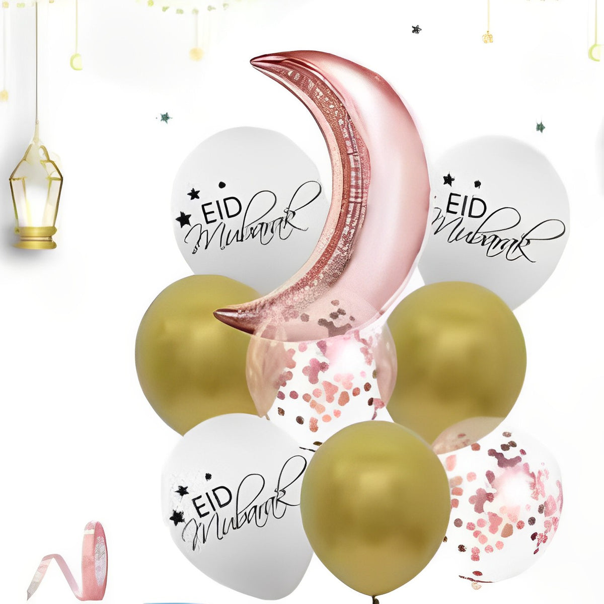 Composition de ballons Rose gold/Or/blanc x9