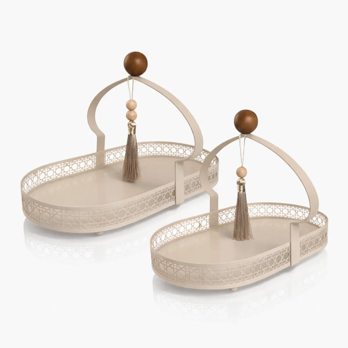 Plateaux ovales greige collection Diyafa lot de 2