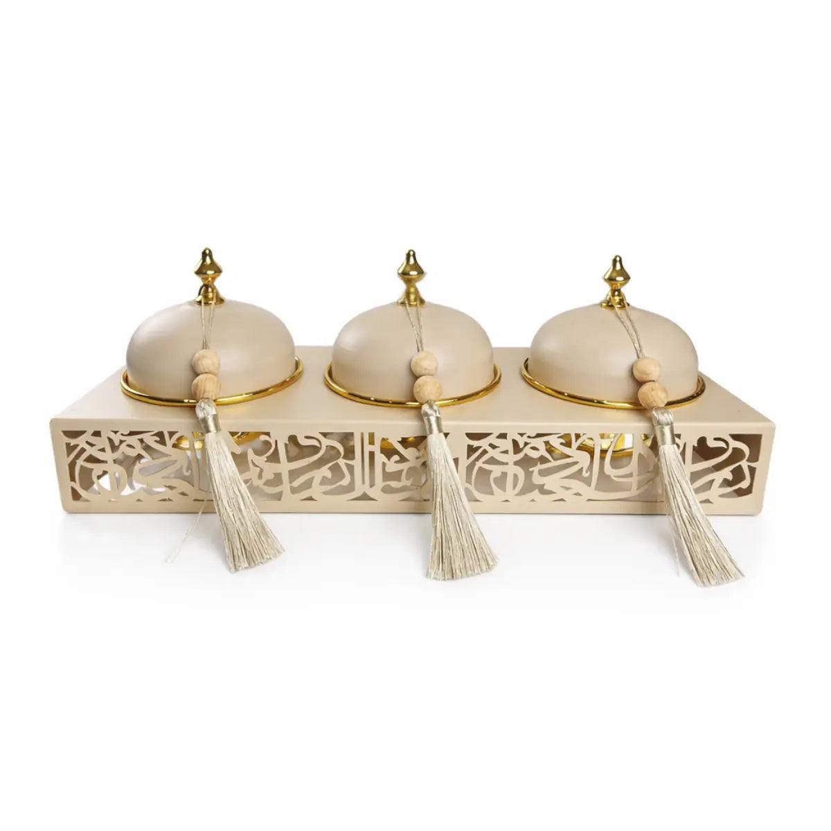 Support de présentation avec cloches greige collection Diyafa