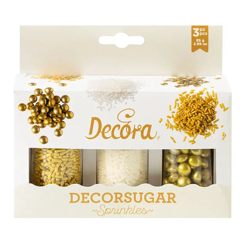 Décors à saupoudrer mix blanc et or 85 g Decora