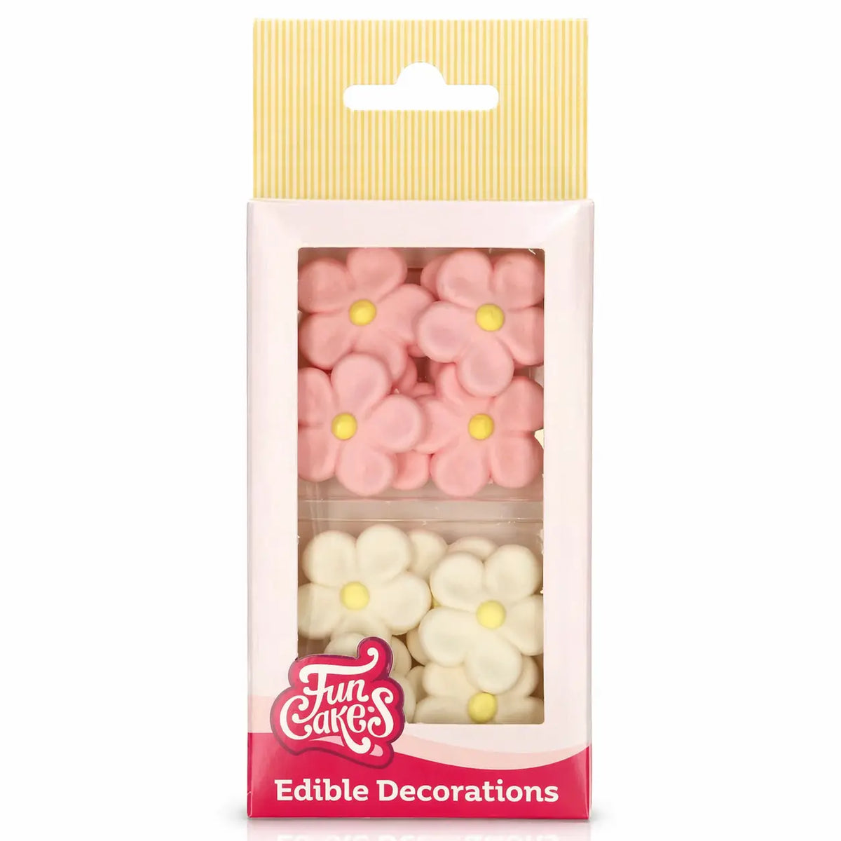 Décors en pâte à sucre marguerites rose et blanc x12 FunCakes