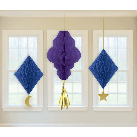 Décorations à suspendre nid d'abeille Ramadan lot de 3