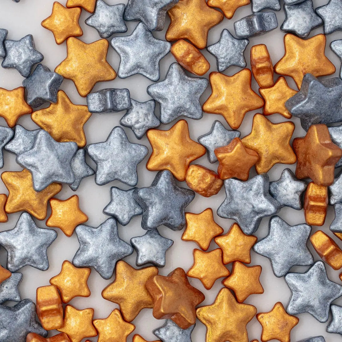 Décors en sucre étoiles or et argent 25 g PME