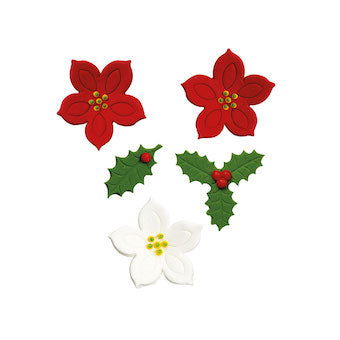 Décors en sucre fleur et feuille de houx Decora