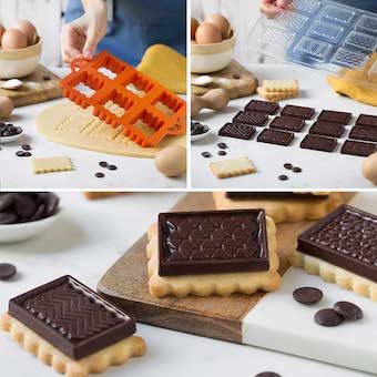 Emporte-pièce et empreinte chocolat pour petit beurre Decora