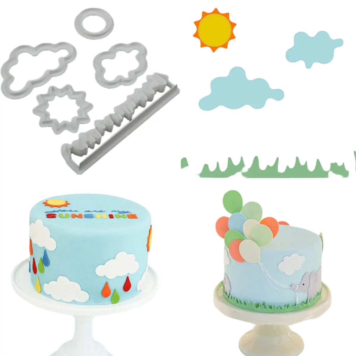 Découpoirs nuages et bordures lot de 5