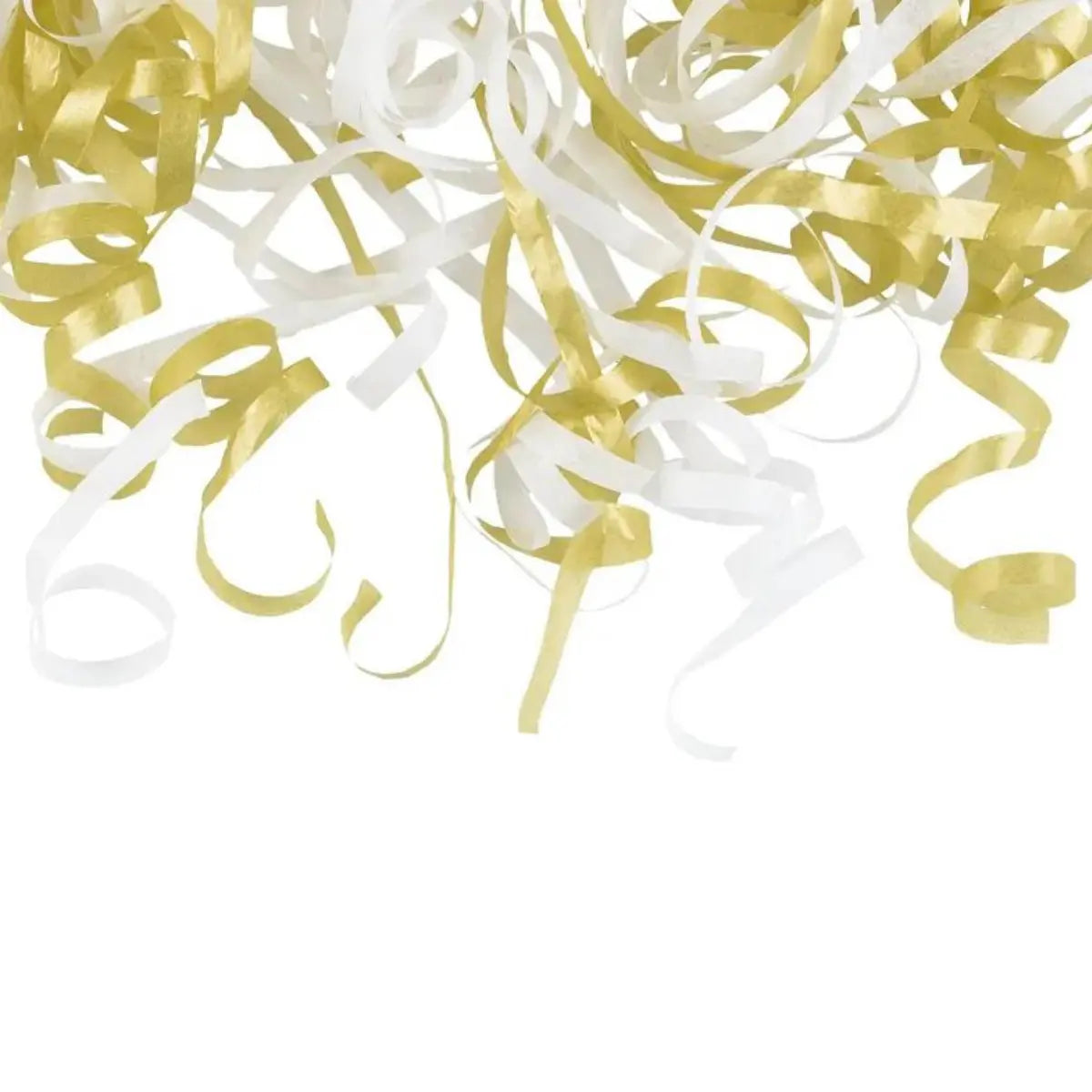 Canon à confettis serpentins Or et Blanc
