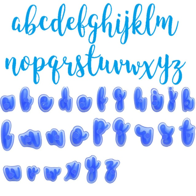 Tampons empreintes lettres Sweet minuscules 26 pièces
