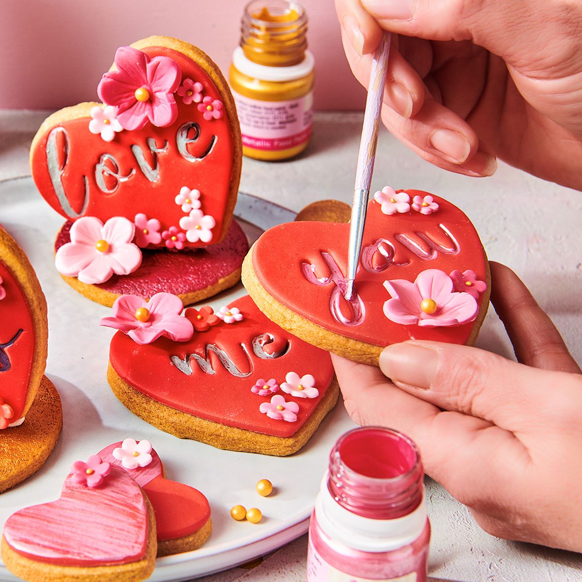 Peinture alimentaire métallique rouge FunCakes