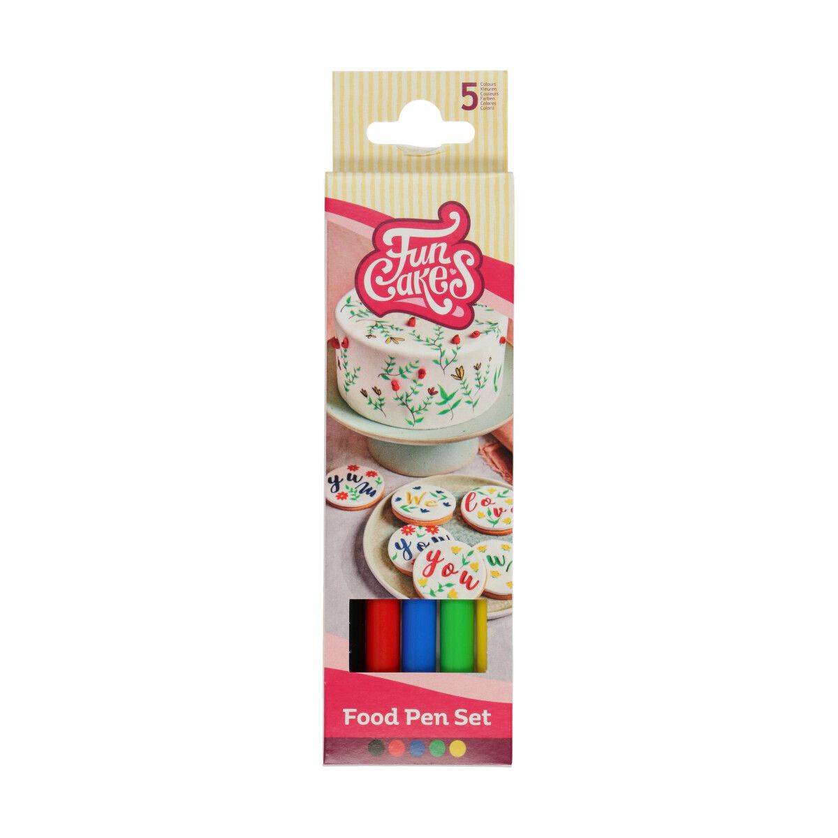 Feutres alimentaires couleurs de base lot de 5 FunCakes