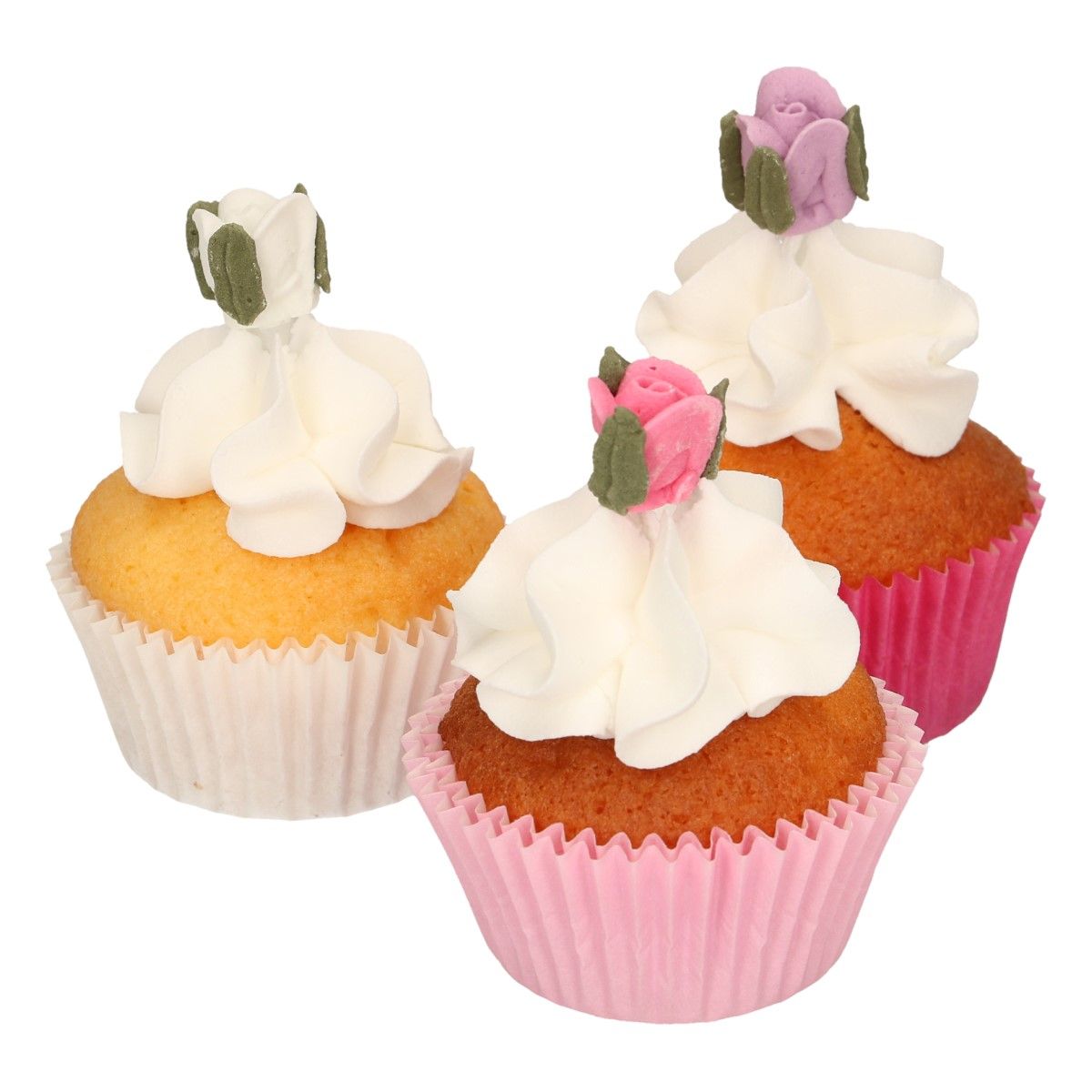 Décors en sucre roses et feuilles x16 FunCakes