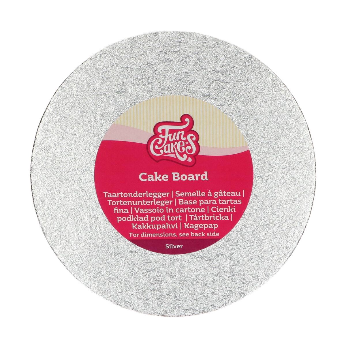 Semelle cake board ronde argent FunCakes