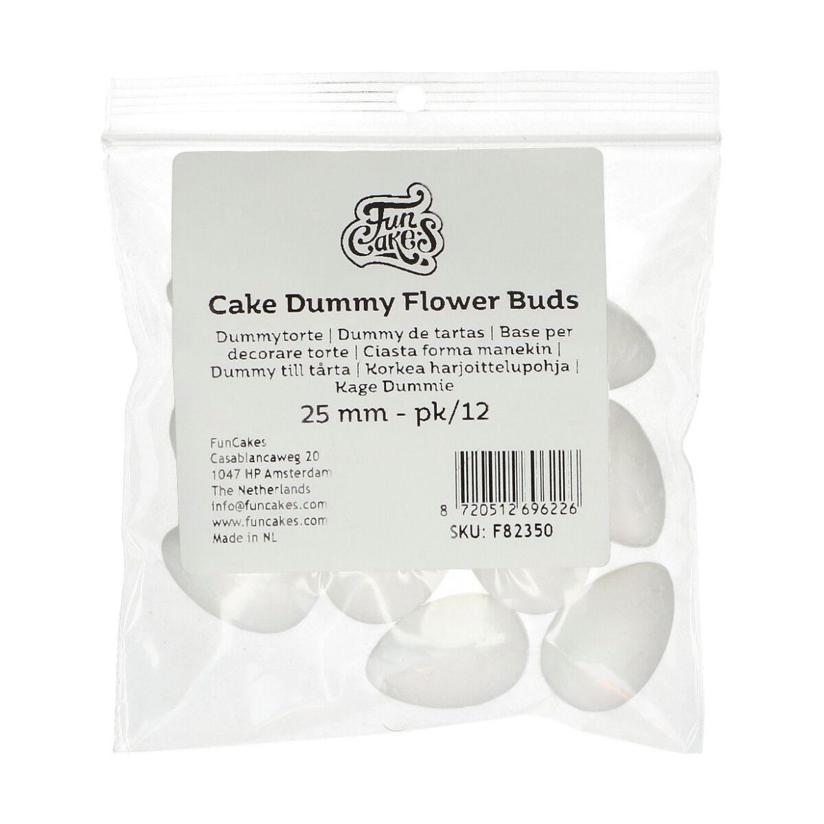 Dummy polystyrène boutons de roses x12 FunCakes