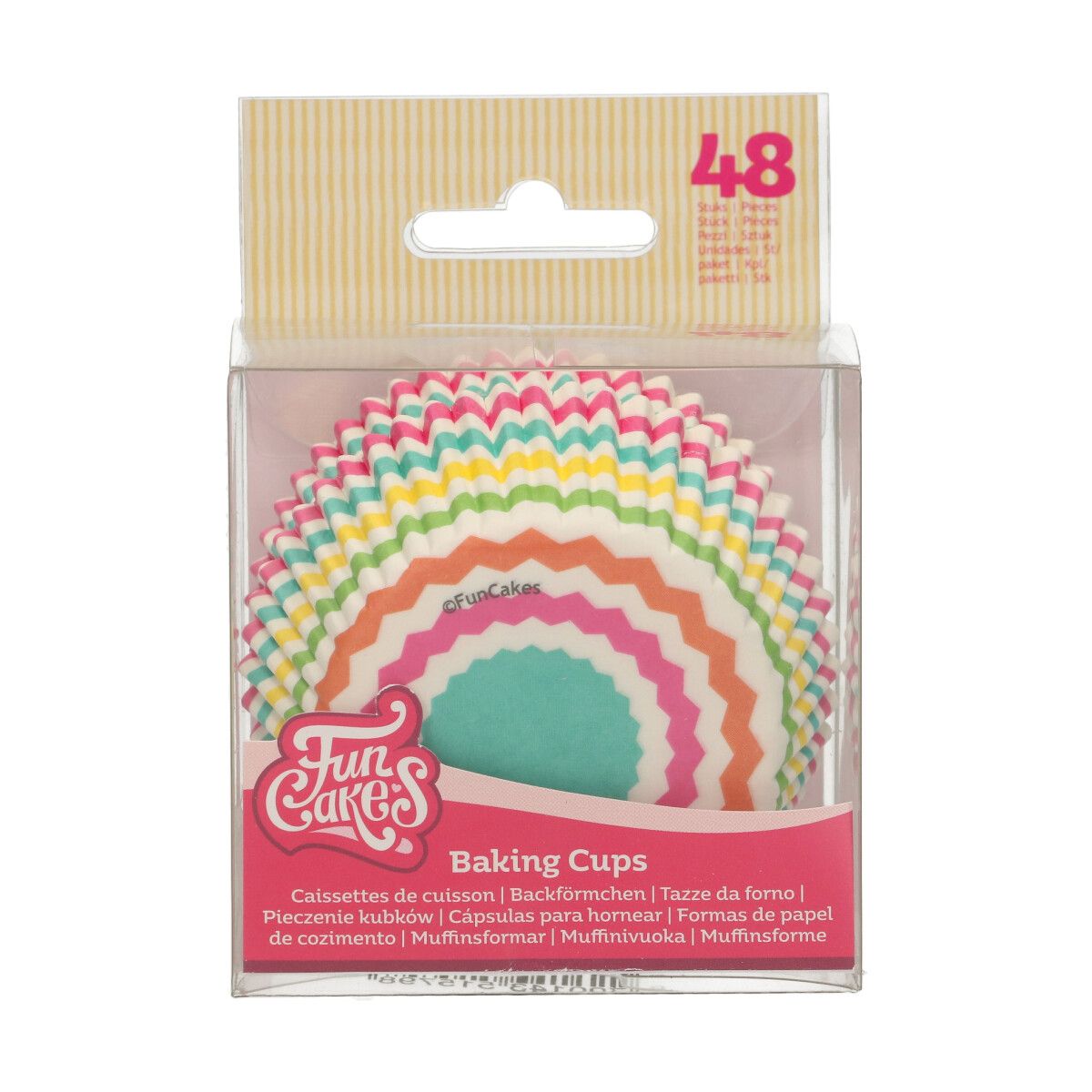Caissettes à cupcakes Chevrons colorés x48 FunCakes