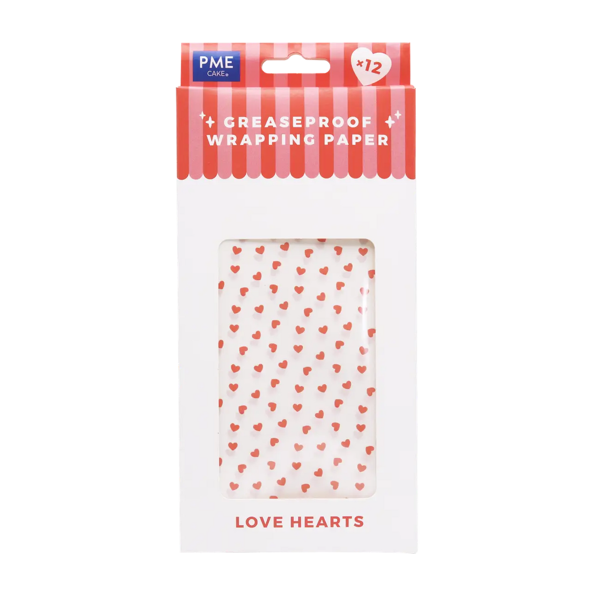 Feuilles de papier sulfurisé Bento Coeur d'amour PME x12