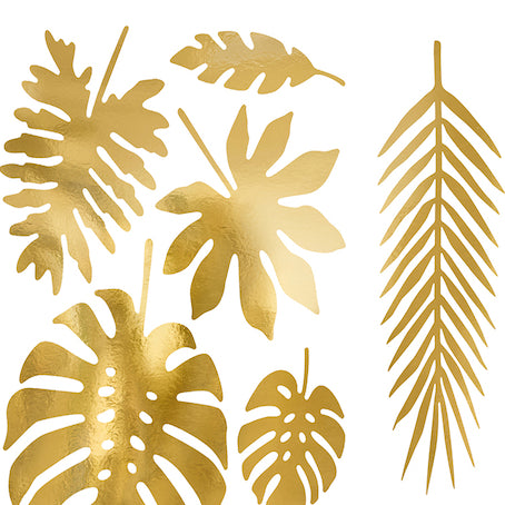Décorations feuilles tropicales or Aloha