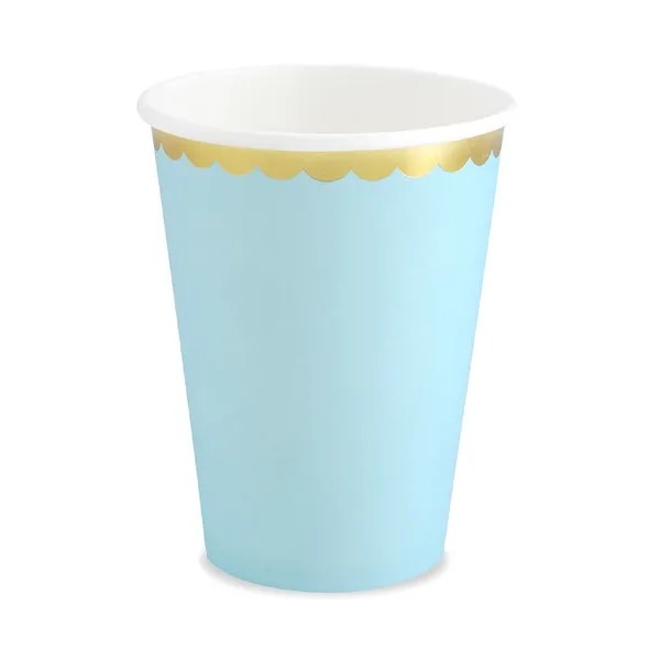 Gobelets en carton bleu et or x6