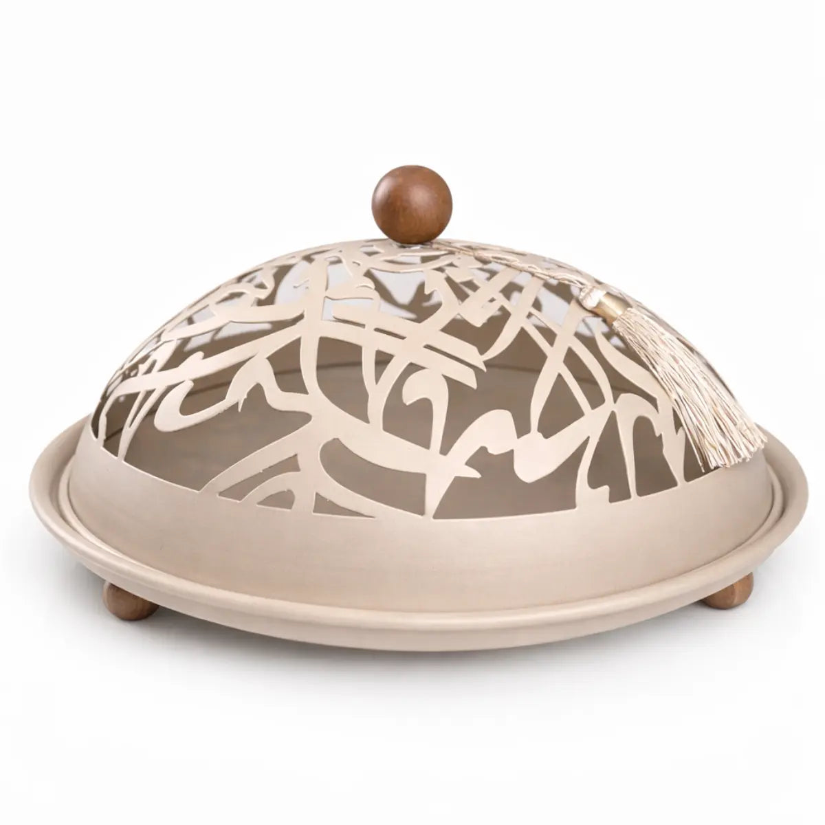 Set de 3 plats cloche « Calligraphie » greige Diyafa