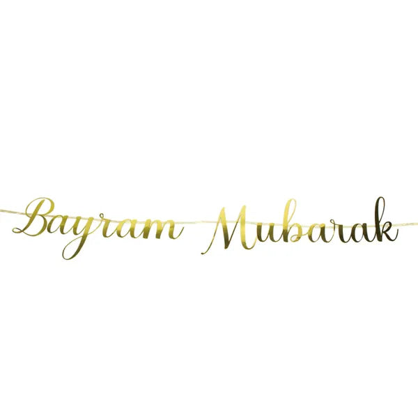 Guirlande Bayram Mubarak en carton or