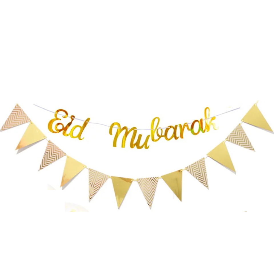 Guirlandes Or Eid Mubarak + Fanions